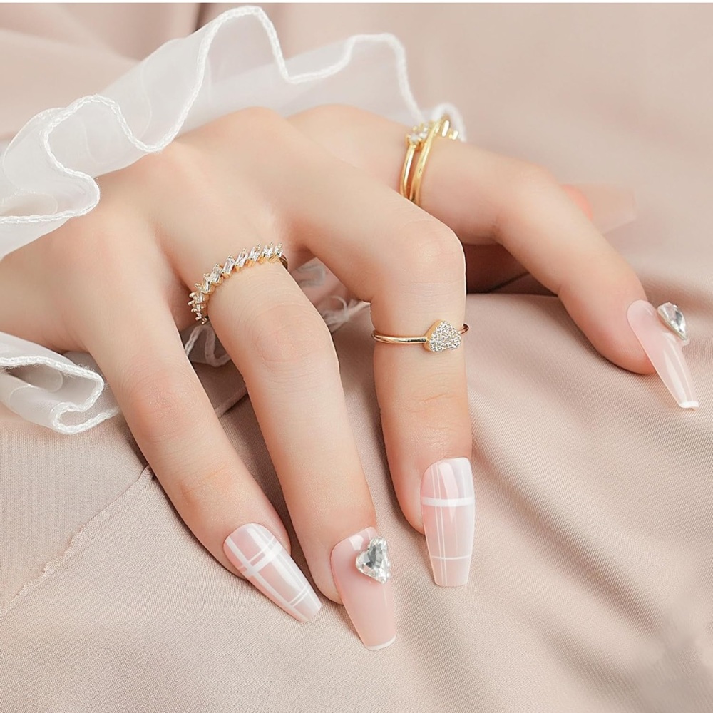 BUNDLE ANY 3 FOR $25 Natural & White color - Press on Gel Nails- New💅